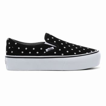 Damske Tenisky Na Platforme Vans Suede Polka Dot Classic Slip-On Čierne/Biele VA97LRGTK